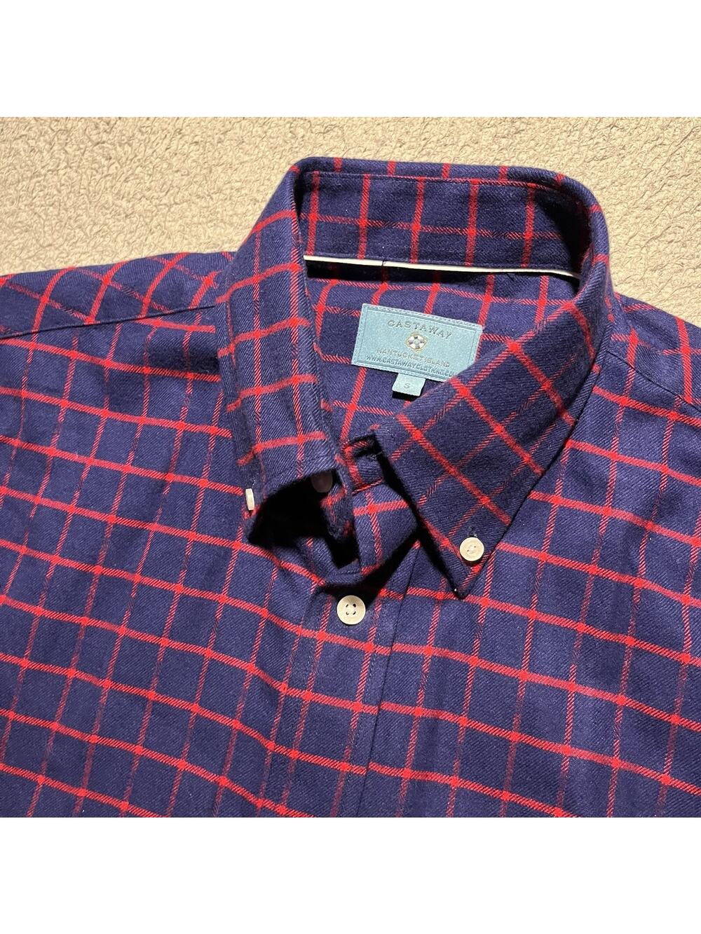 Castaway Nantucket Island Shirt Mens Small Plaid Button Long Sleeve Nautical